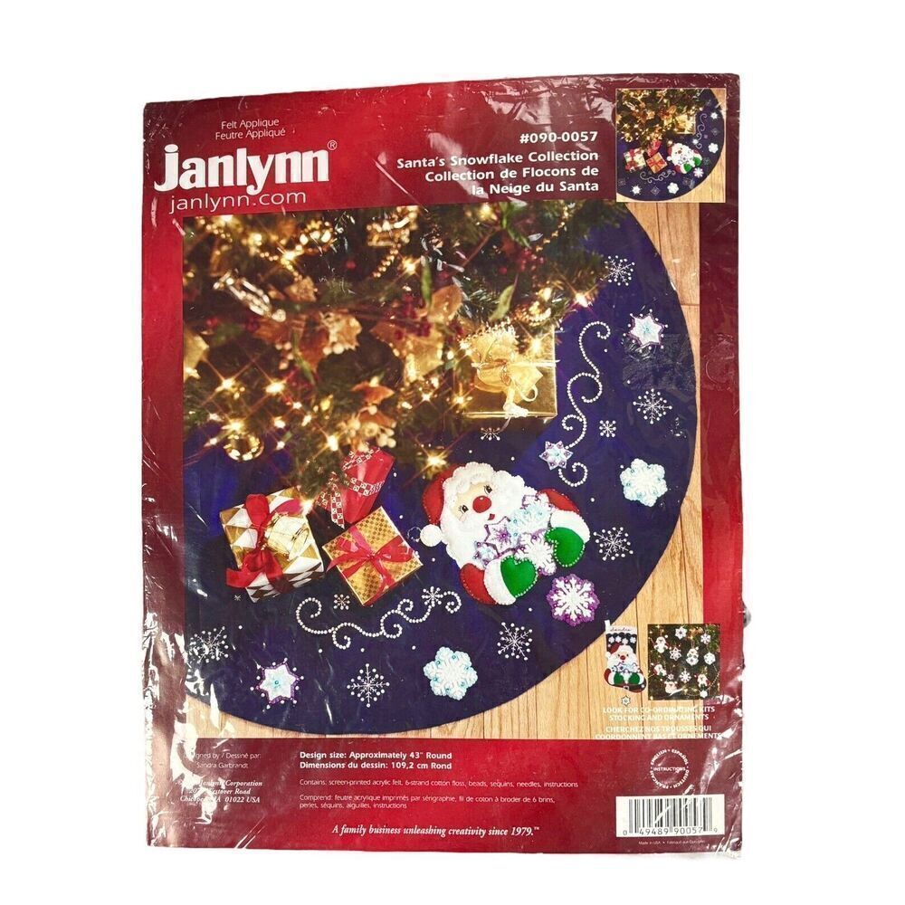 Janlynn Christmas Tree Skirt Kit Blue Round 43" Santa's Snowflake 090-0057